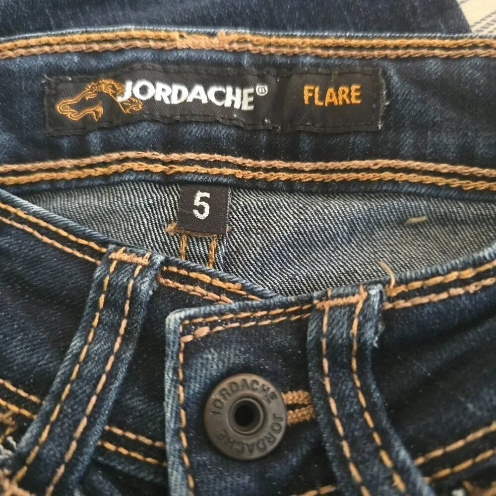 Girls Jordache Jeans Flare Cut Stretchable Blue Jeans Adjustable Waist Size 5